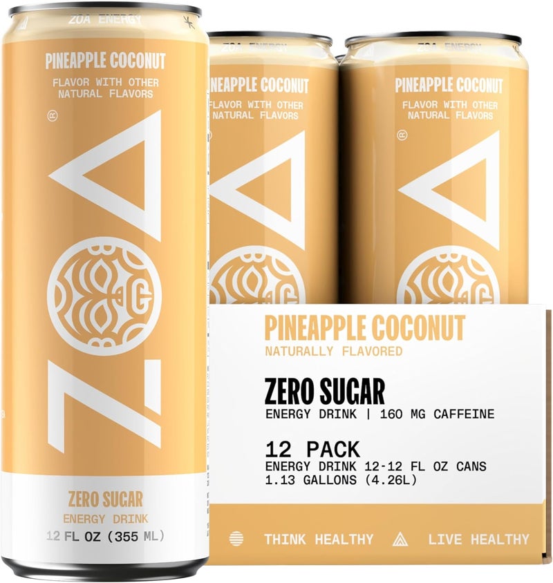 ZOA Zero Sugar Energy Drink - Pineapple Coconut (12-Pack) - Image 1